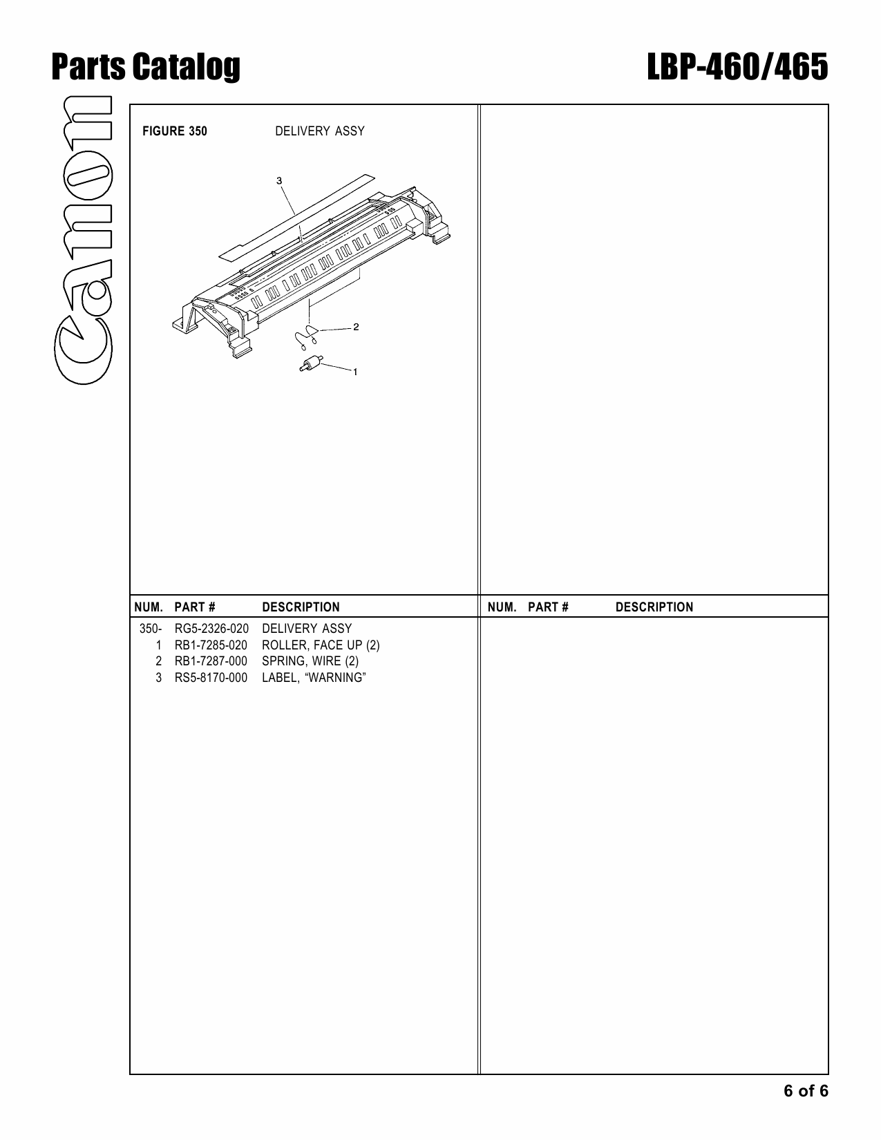 Canon imageCLASS LBP-460 465 Parts Catalog Manual-6